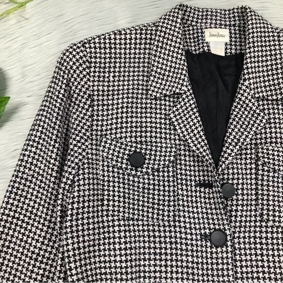 NEIMAN MARCUS Vintage 100% Silk Houndstooth Blazer Jacket Women’s Size 12 - Picture 4 of 13